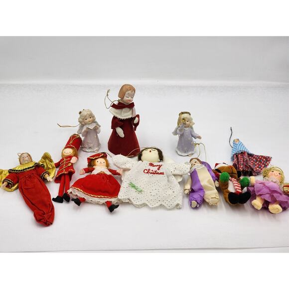 Christmas Tree Ornaments Lot Angels 10+ Pieces Vintage - Picture 9 of 9